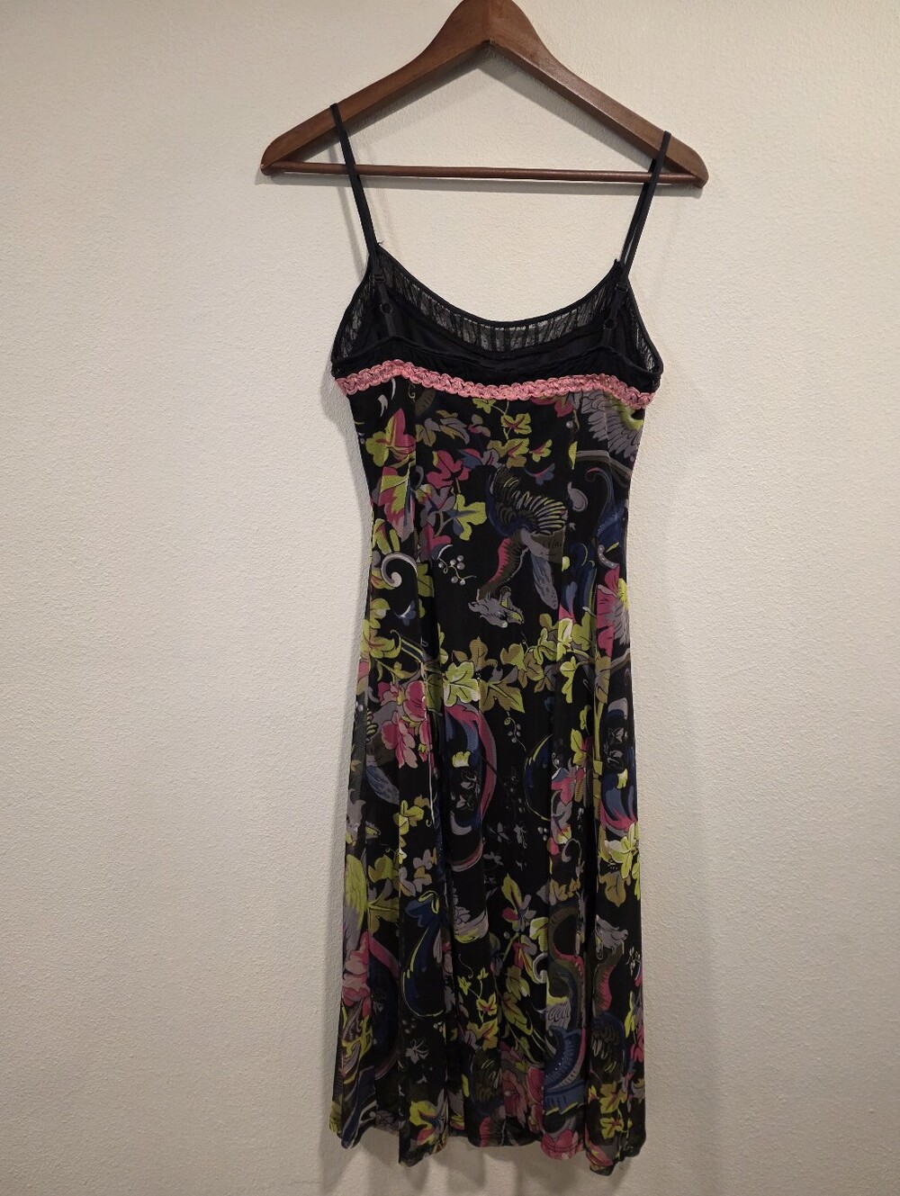Betsey Johnson Vintage Y2K Mesh Floral Dragon Slip Dress - Picture 5 of 6